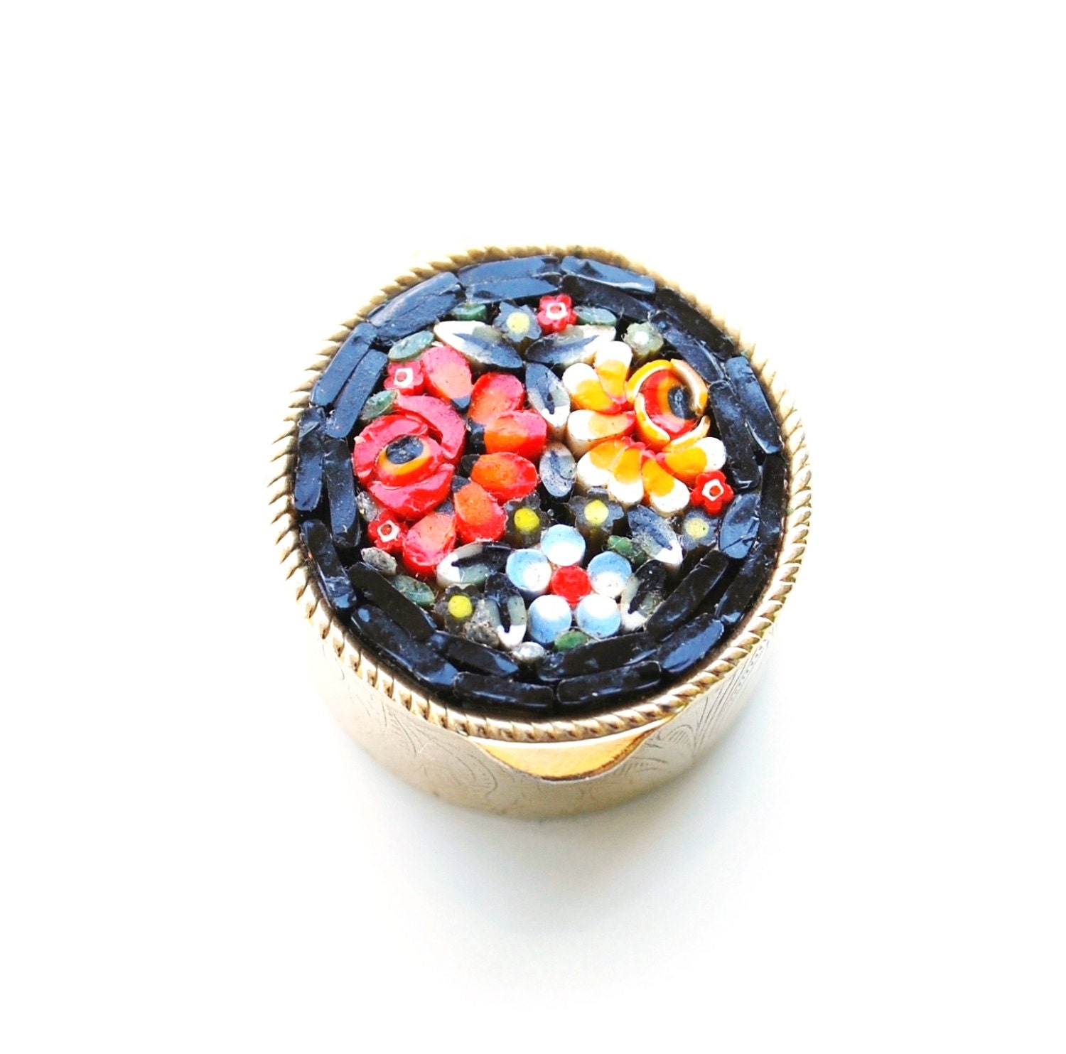 Vintage Purse Pill Box Black Pill Holder Small by