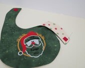 Personalized Baby's First Christmas Bib - Green, Santa Claus