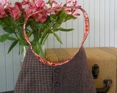 SCOOP SHOULDER BAG from upcycled wool - Dusty Purple & Dusty Purple Grid -Color Block