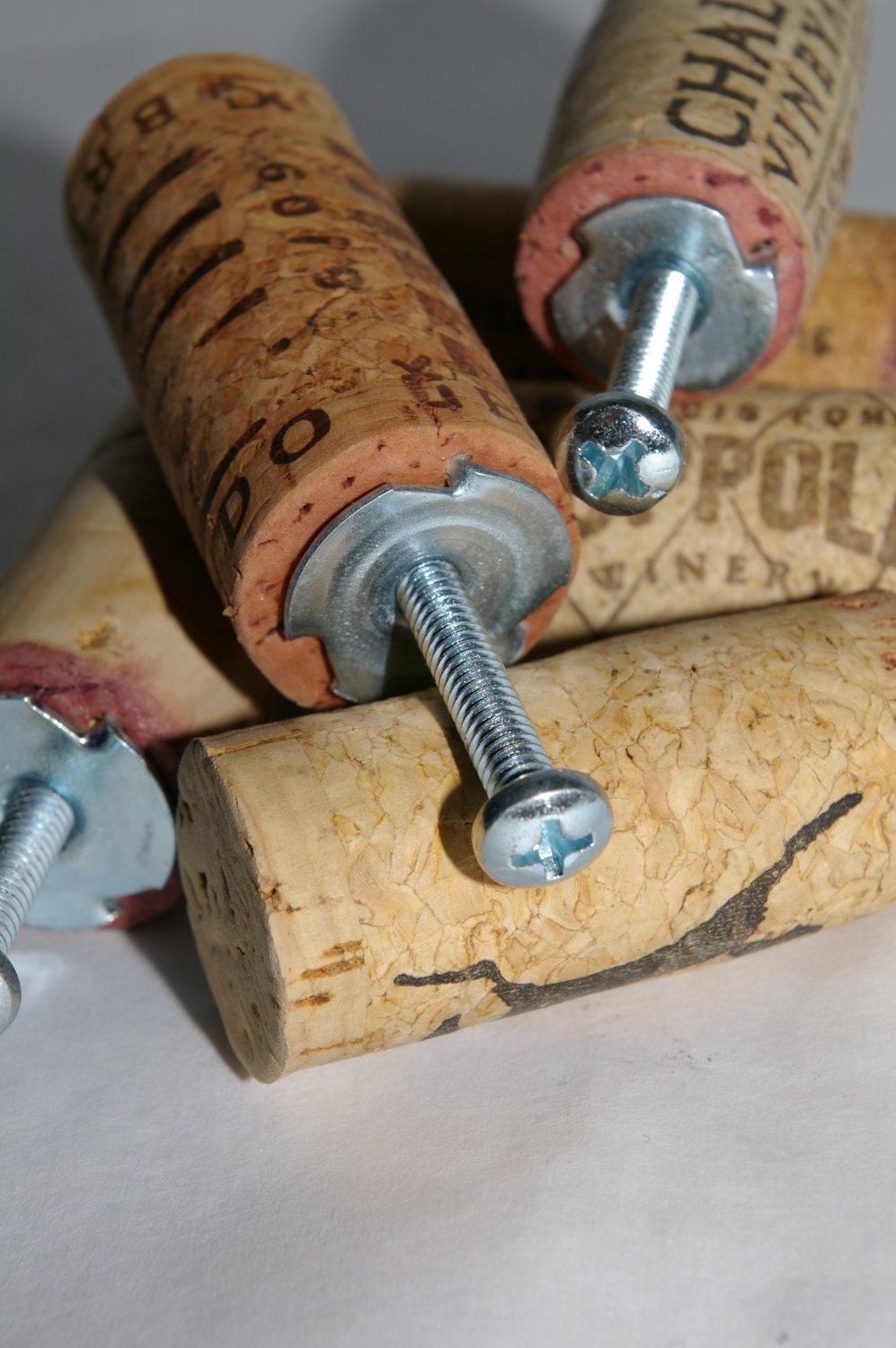 Repurposed Wine Cork Drawer Pulls Set of Six by 1840Farm on Etsy