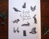 Fiends of the Kitchen Garden - 11x14 print - Animal poster