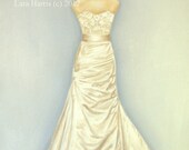 As seen on Style Me Pretty: CUSTOM Wedding Dress Illustration Painting in OIL by LARA 11x14 Bridesmaid Maid of Honor Mother of the Bride