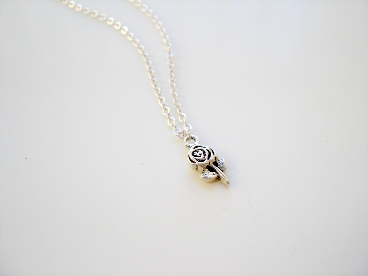 Set of Five - For Bridesmaids, Flower Girl, Bridal Gift - Tiny Rose, Sterling Silver Rose Flower Necklace, Belle by Emeline Darling