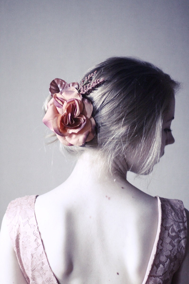 Big Red Rose Hairpiece / Bridal Rose Hair Clip / Bridal Hairpiece, Wedding, Engagement, Nature Inspired, Flower Pin, Flower Accessories
