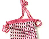 Brazilian Pink bag handbag with crochet and soda can tabs purse, 100% Eco friendly available also in green, purple and black.