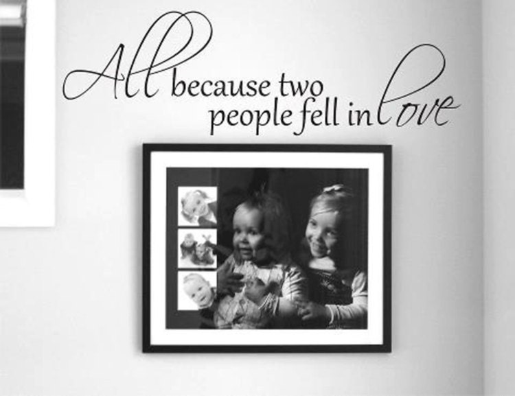 20"x62" (X Large) - All Because Two People Fell in Love- Vinyl Lettering Wall Words Sayings Home Decor Art Quote Decal Sticker