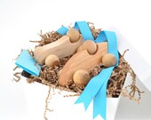 Wooden Car Toys - Wooden Toy Gift Set for Baby, Toddler, or a Preschooler - Natural Organic Push Toys - Montessori Inspired Gift for a Boy