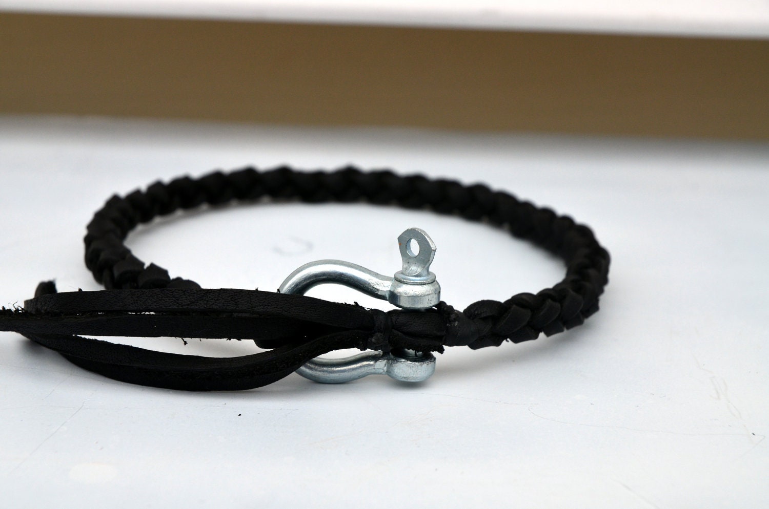 HANDMADE LEATHER KEYCHAIN by Little Lion Man - Black Necklace Lanyard Kodiak Lace Anchor Shackle Braided Braid