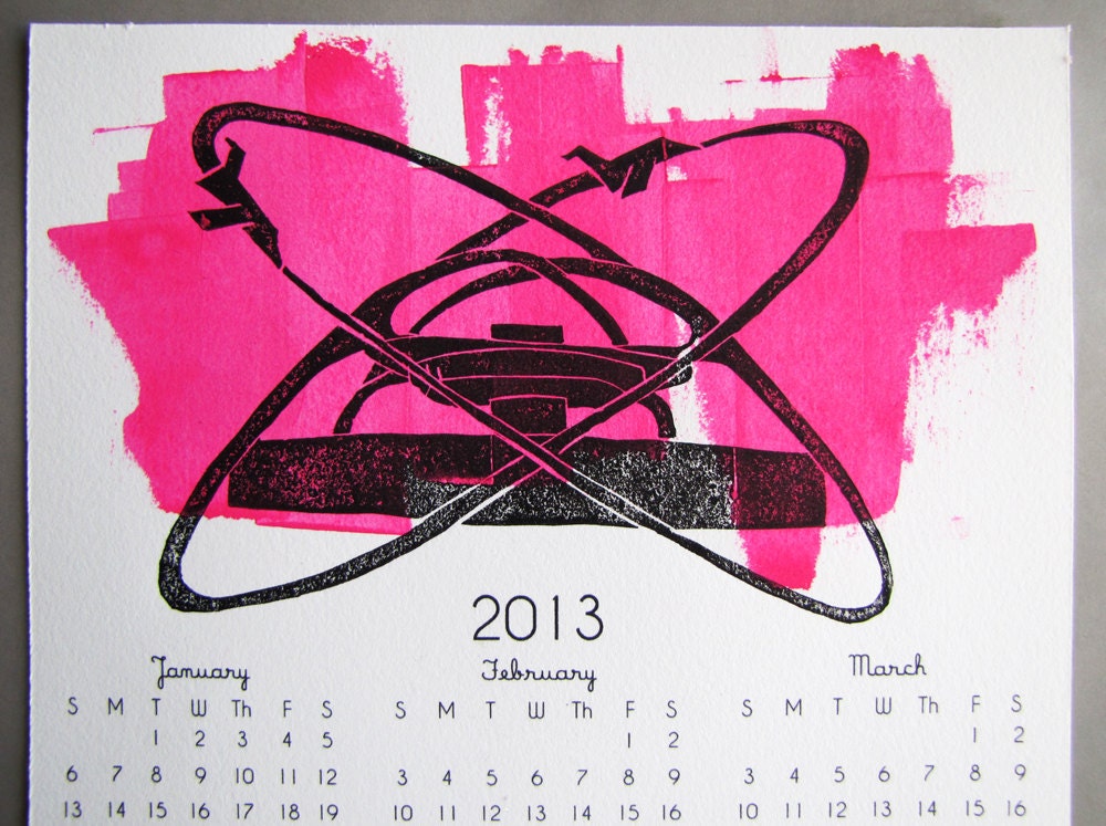 2013 Wall Calendar, LAX Jet Theme Building in Magenta