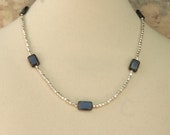 mothers day / necklace / blue necklace / blue czech glass necklace / OOAK spring jewelry / sapphire blue picas beads / sterling silver
