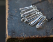 Crystal Point Necklace Clear Rock Quartz Oxidized Silver Chain Boho Handmade Jewelry