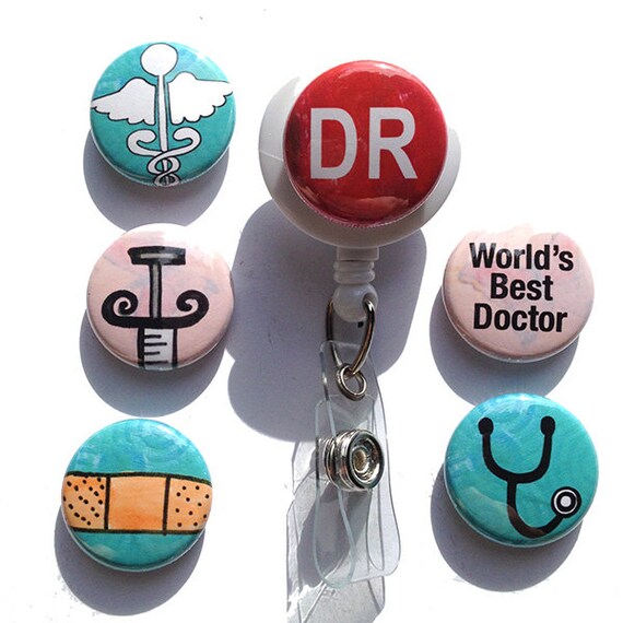 Doctor Badge Reel or Lanyard Interchangeable ID Badge by claudine