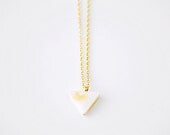 Tri - small triangle mother of pearl gold necklace - modern minimalist jewelry - women gift