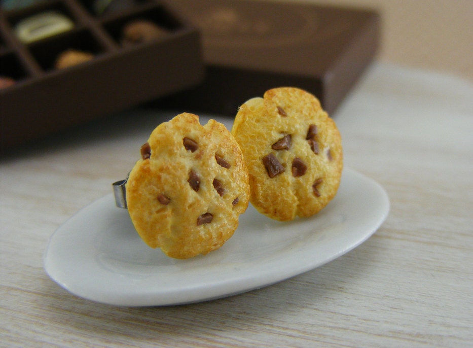 Chocolate Chips Cookies - Studs / Post Earrings