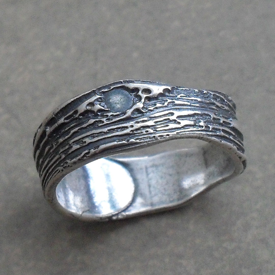 Weathered Bark Fine Silver Ring - Made to Order