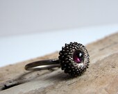 Amethyst Gemstone sterling silver acorn ring Woodland series