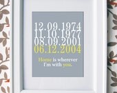 Subway Art, Father's Day Gift, Home is Wherever I'm with You, Custom Dates, Subway Dates
