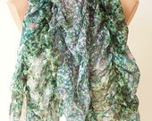 SALE - Green Ruffle Scarf from %100 cotton