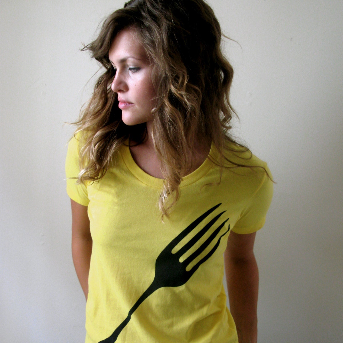 Womens Yellow Fashion foodie t shirt M/L sunshine yellow American Apparel tshirt, summer tee, gift for her, womens summer fashion