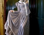 Steampunk Striped Skirt Brown and White Tim Burton Style-custom to your size