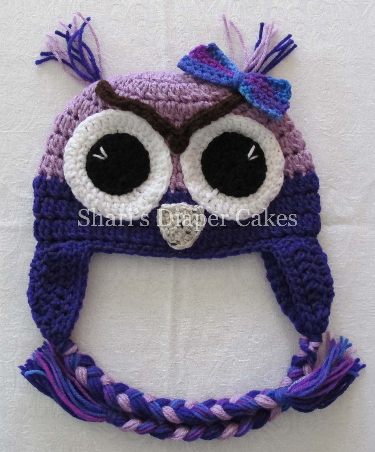 Lavender Purple Crochet Owl Hat - Baby Hat - Child's Hat