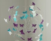Baby Mobile Nursery Art Nursery Decor Baby Girl Butterfly Purple Mobile