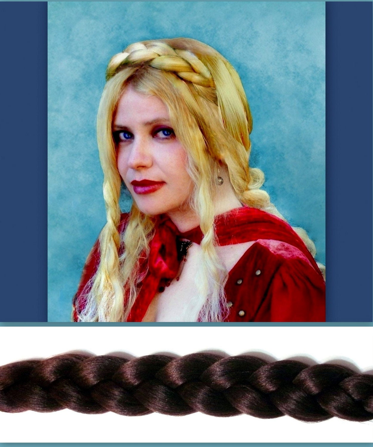 thick wide braid braided hair headband accessory plait plaited hairband hairpiece wedding renaissance costume hair extension hair piece sca