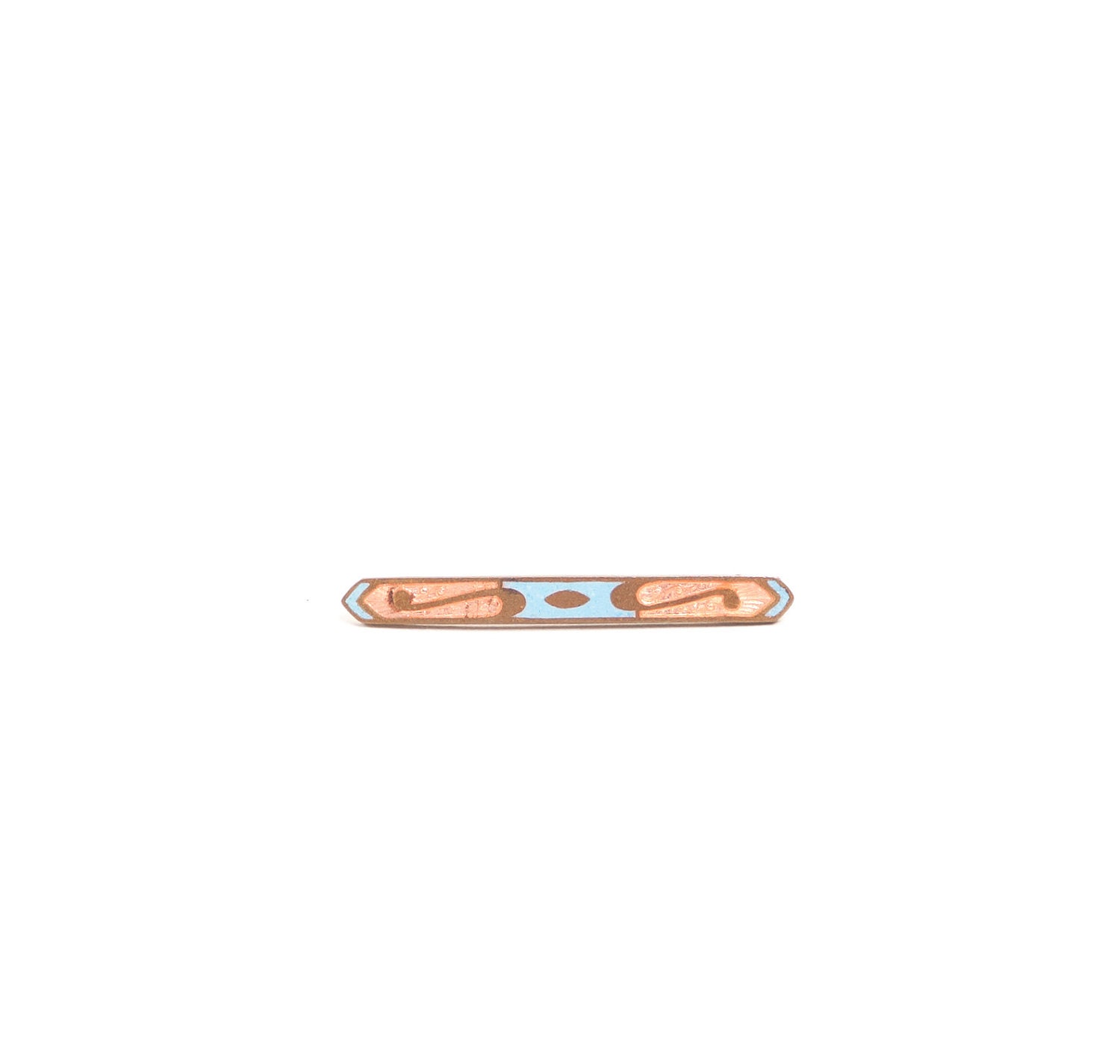 Antique Edwardian Bar Pin - 1900s Brooch - Peach and Blue