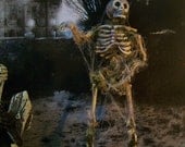 Miniature STANDING Skeleton, Haunted Dollhouse Decor 1:12 Scale, 5.3/4th inches tall with Cobwebs
