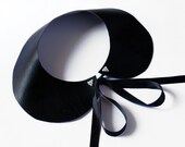 Faux Leather & Pearls Collar with Black Satin Bow - Handmade - One of a kind - PROMOTIONAL PRICE