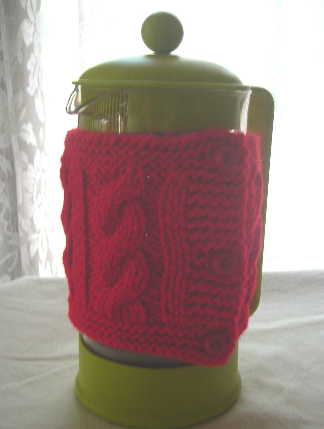 Cable Knit French Press Pot Coffee Cozy - Choice of Color