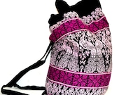 Colorful  Large tribal Purse / Double Strap tote backpack style bag Vintage 90s urban hip