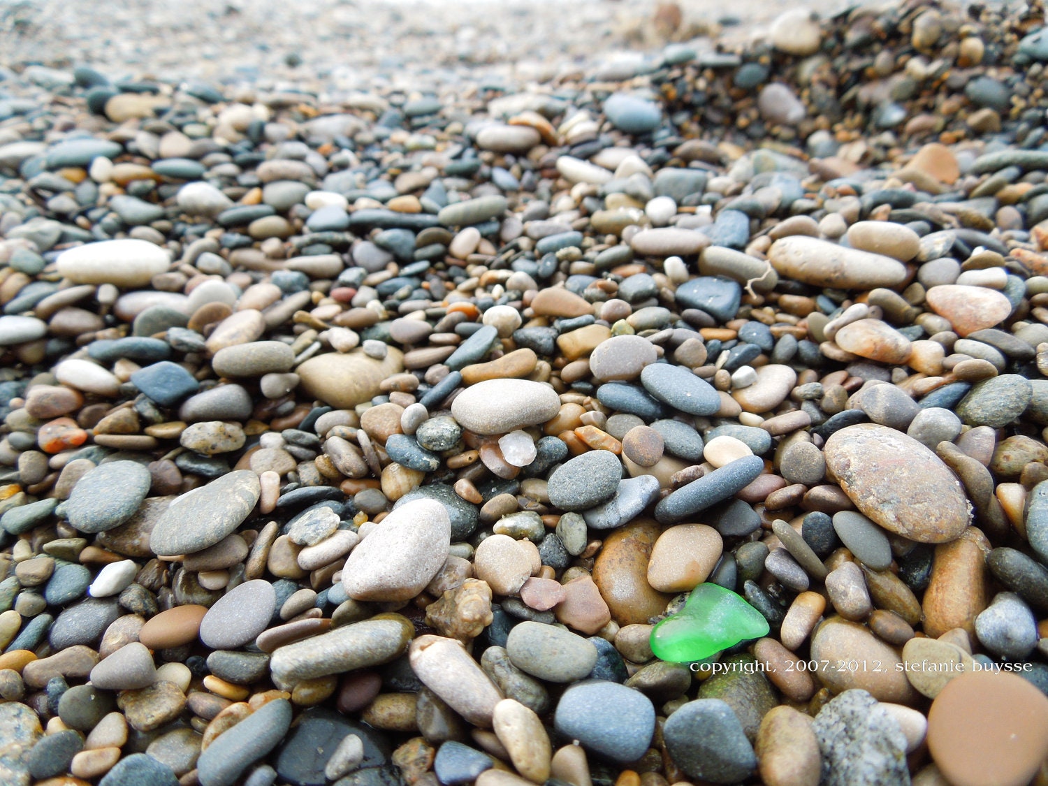 Lake Michigan Green Beach Glass 5 x 7 Matted Photo
