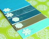 Set of 8 Winter Holidays/ Christmas Cards Turquoise and Gold Cards with Hand Drawn and Embellished Snow Flake Ornaments - Ready To Ship