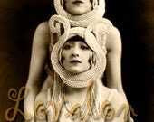 MATURE...Girls Wrapped in Pearls... 8 x 10 inch Vintage Nude Photo Print