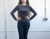 90s grey velvet long sleeve shirt
