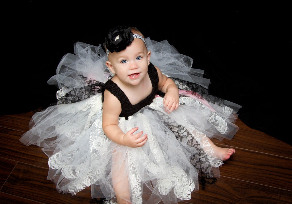 Baby girl lace tutu dress-Lace & ribbon tutu dress-Pageant tutu-Photography prop