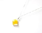 Yellow lampwork wire wrapped Sterling Silver Necklace - Lemon Zest, Argentium, Spring Jewelry,  Springl Fashion, Woman''s Jewelry