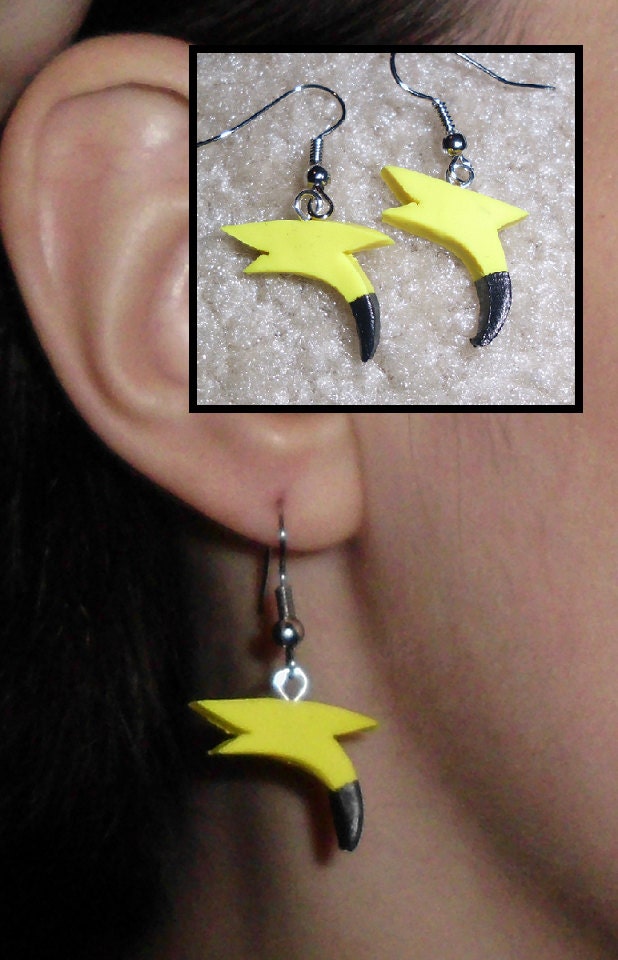 Handmade Pokemon-Inspired Raichu Tail Earrings (Ready to Ship)