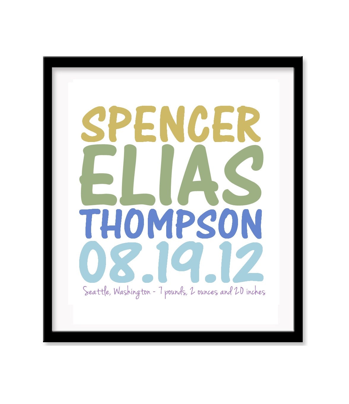 Custom Childrens Wall Art, Bright Colorful Prints, Color Typography, Birth Announcement, Playroom Nursery Decor, Baby Shower Gift