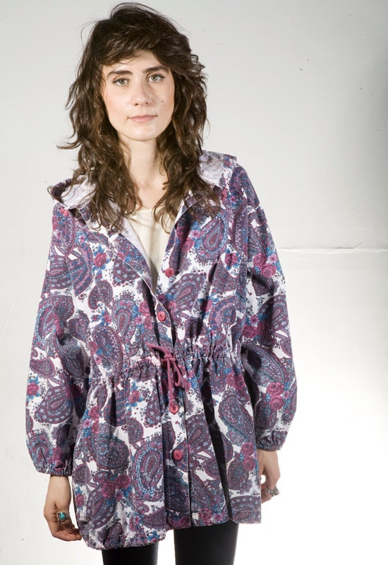 90s melrose floral PARKA toggle waist preppy JACKET coat