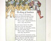 Vintage Illustration Children's Art Print / French Folk Art / French Nursery Art / Nursery Rhyme Songs / King of Sardinia and Adventures