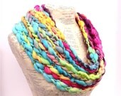 Big Box of Crayons Scarf Rainbow Chunky Knit Thick and Thin Merino Art Yarn