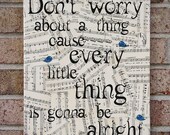 Lyrics Canvas Wall Art - Bob Marley - Three Little Birds-Don't worry About a Thing