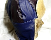 Leather Mongol/ Pointy Hat MongolMation Blue/ Purple with Sheepskin Earflaps