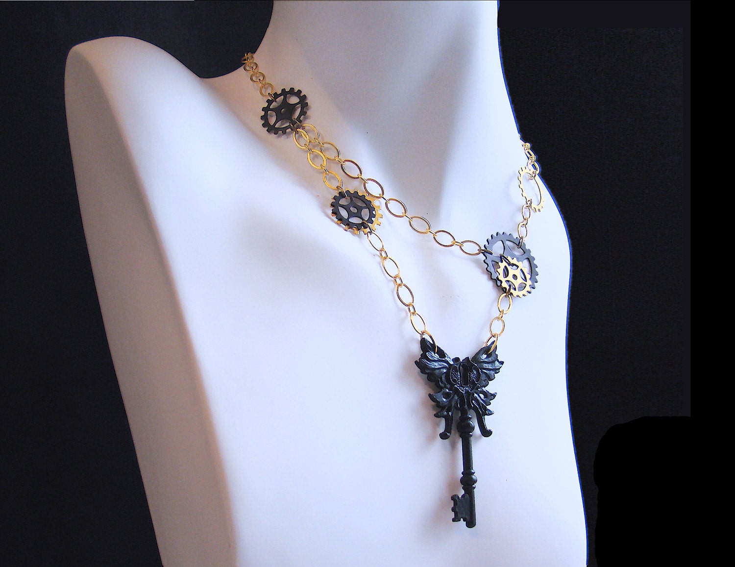 Black And Gold Steampunk Statement Necklace By Hauttotes On Etsy