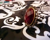 Jewel Ring Red Glitter Adjustable Antique Bronze by Joolienn