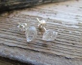 TIFFANY / Raw Herkimer DIAMOND Gemstone Crystal Stud Earrings Sterling Silver April Birthstone, Glam, Master Healing Energy, LARGE