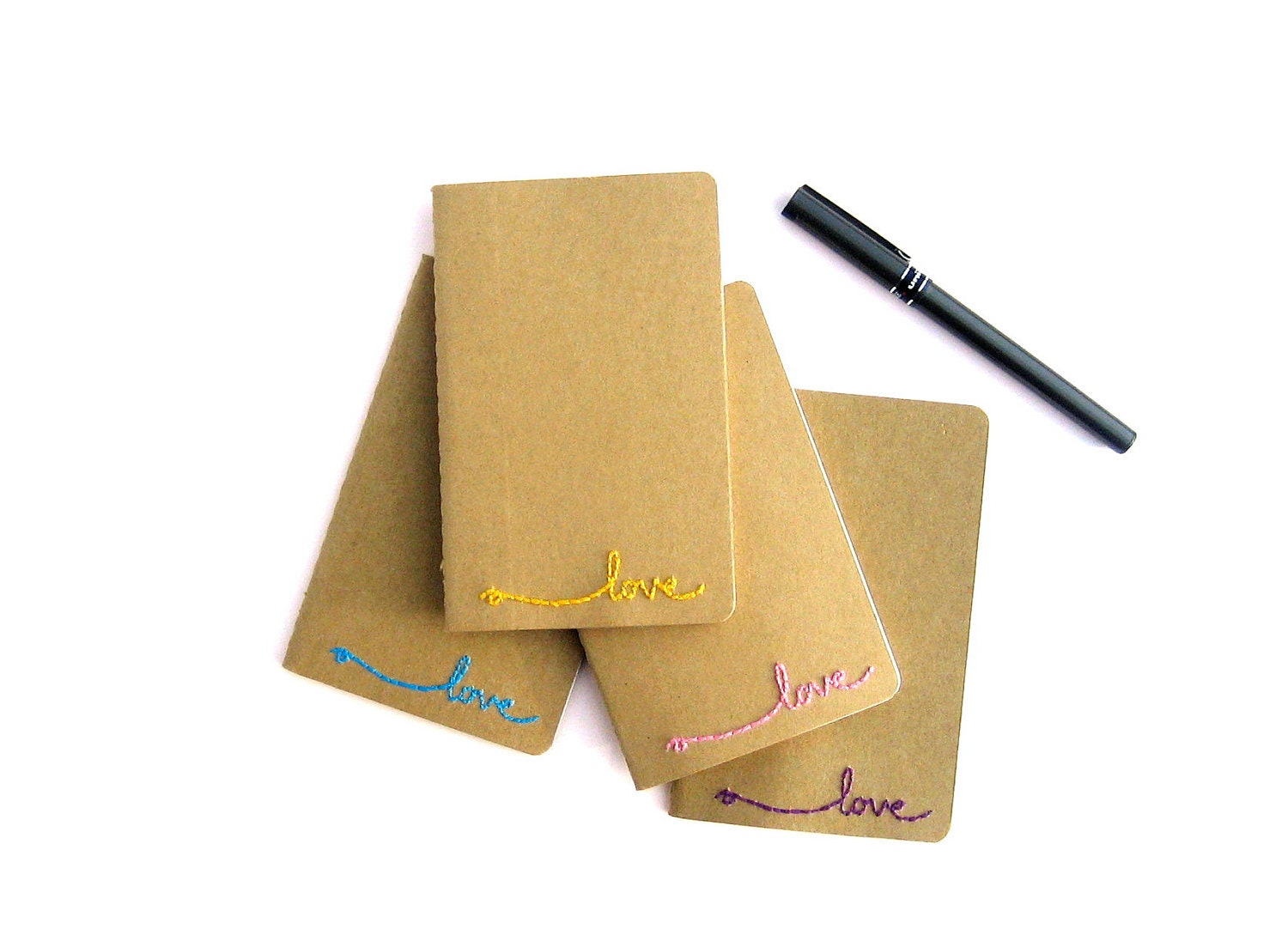 embroidered love journal - small kraft moleskine made to order