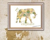 Baby Boy Nursery & Girl too. Geometric Art Poster, E is for Elephant, TANGRAM Poster A3, Nursery Kids Wall Decor. Geometric Illustration